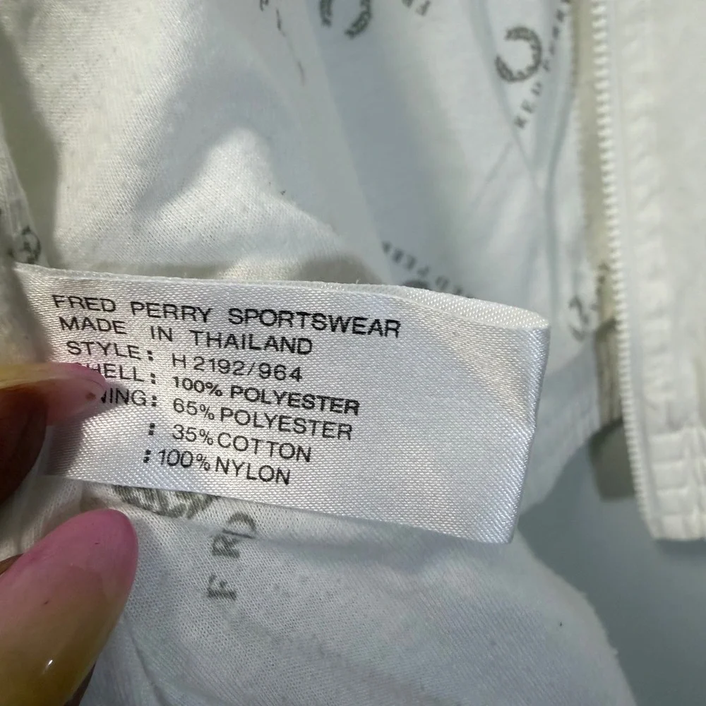 Fred Perry Sportswear Vintage White Full Zip Track Jacket H2192/964 Mens UK 14